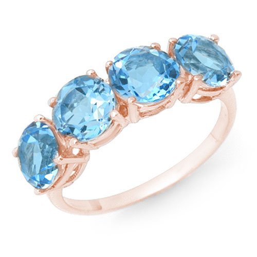 Natural 3.66 ctw Blue Topaz Ring 18K Rose Gold - 12750- (1 of 2)