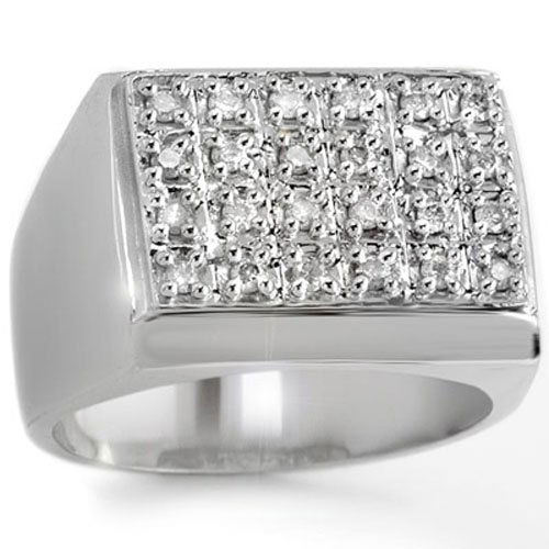 Genuine 0.50 ctw Diamond Men's Ring 10K White Gold - (1 of 1)