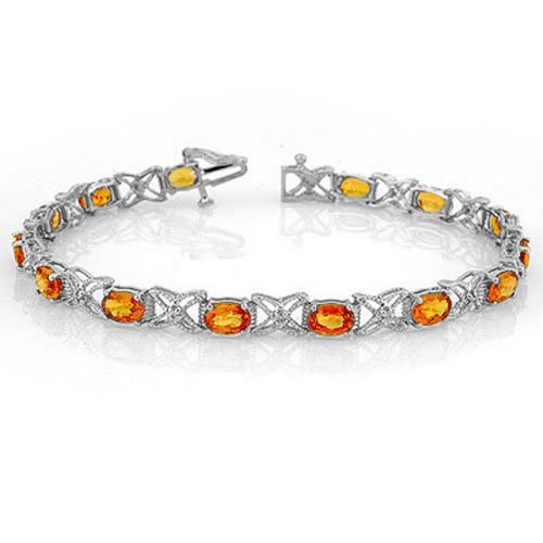 Genuine 10.15 ctw Orange Sapphire & Diamond Bracelet (1 of 1)