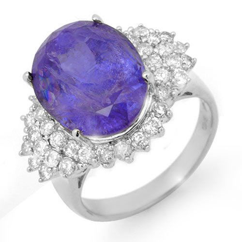Genuine 11.25 ctw Tanzanite & Diamond Ring 18K White (1 of 1)