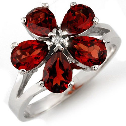 Natural 2.52 ctw Garnet & Diamond Ring 10K White Gold - (1 of 2)