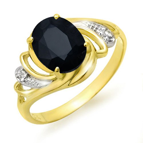 Natural 2.53 ctw Blue Sapphire & Diamond Ring 10K (1 of 2)