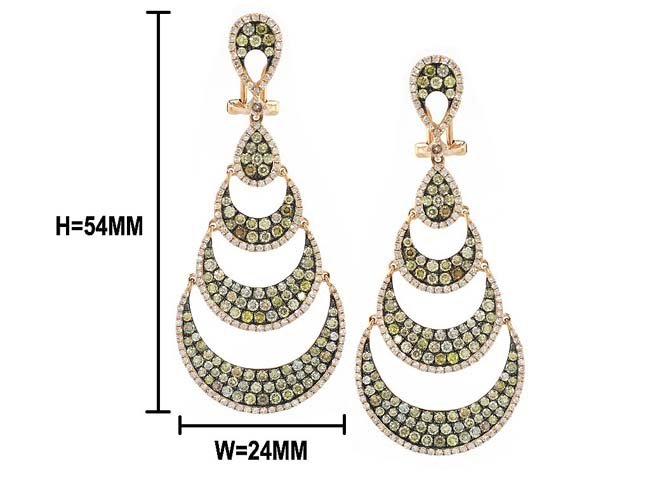 4.39TCW14K Rose Gold FANCY DIAMOND EARRING14k GoldRose (1 of 2)