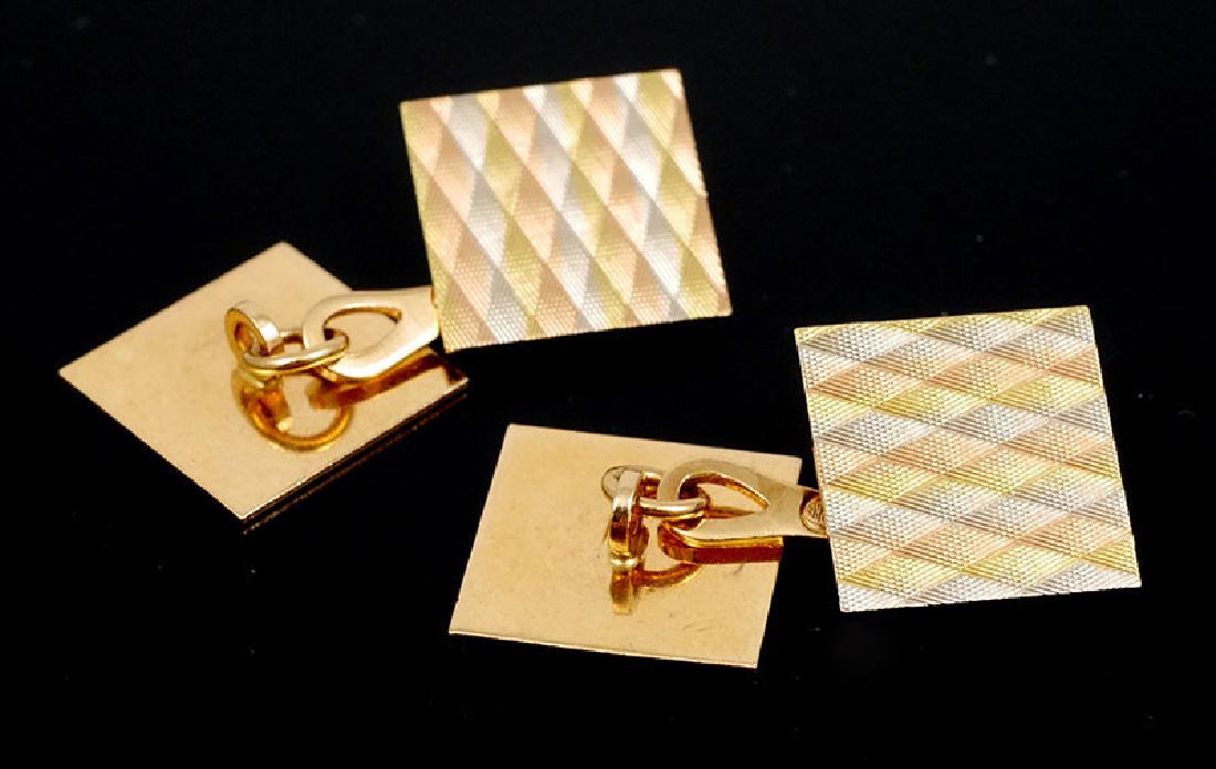 18k Tricolor Gold Cufflinks 5.5 grams: Vintage pair. 1/2" square. Excellent condition.
