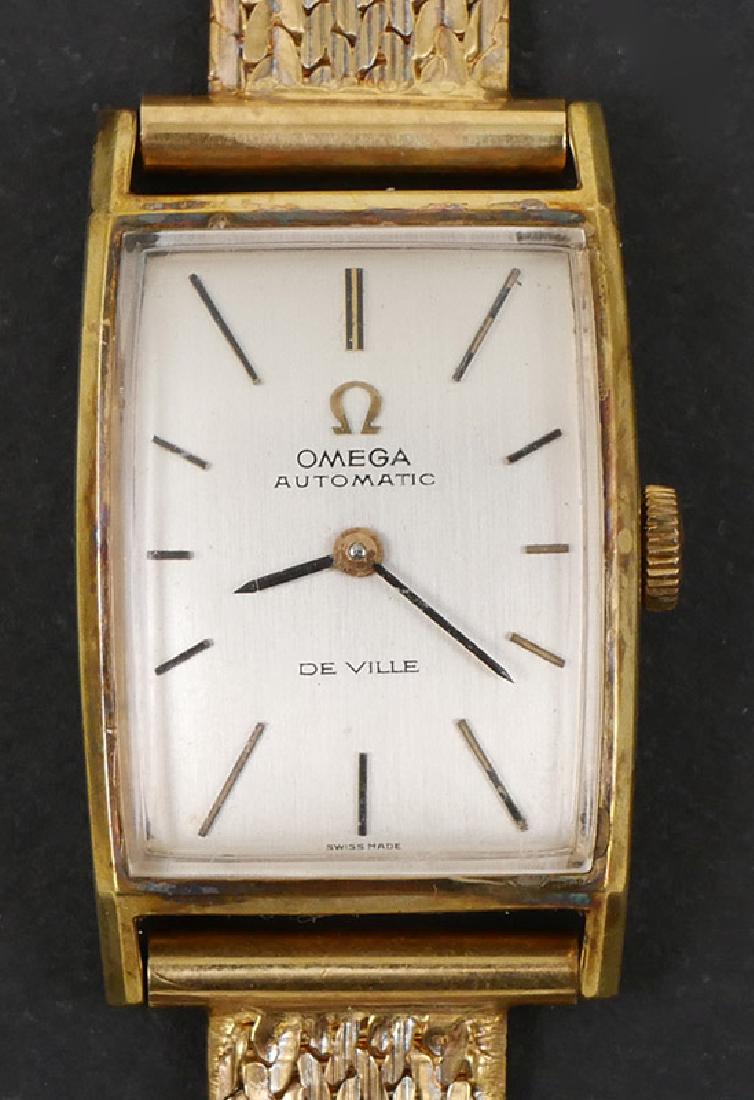 18k Gold Omega Automatic De Ville Ladies Watch 36g: Fine vintage ladies Omega watch, 18k gold case and bracelet. About 7-1/2" long. Case 13/16" wide. 35.7 grams total weight.