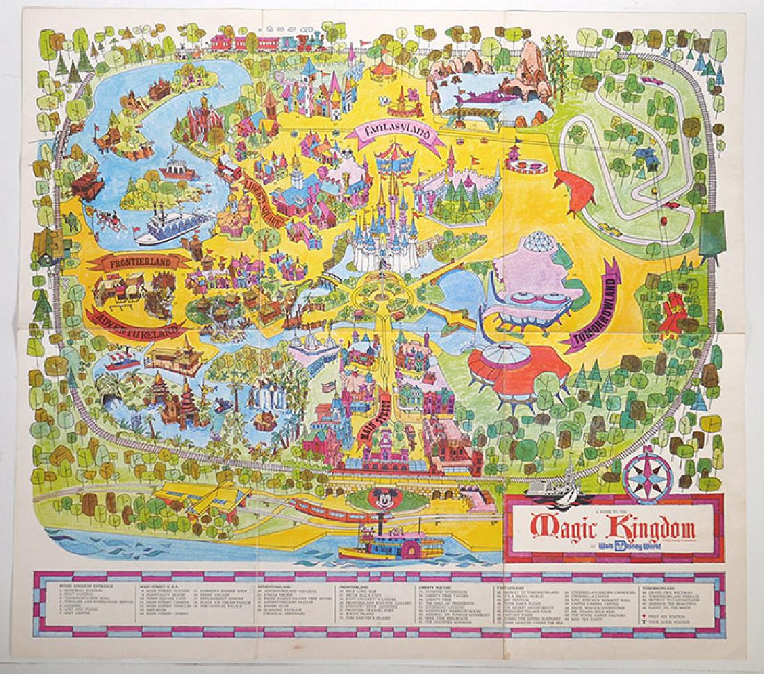 Original 1970s Walt Disney World Magic Kingdom Map: Original WDW Magic Kingdom map from the early 1970s. Measures about 25" x 28". (Note its appalling lack of detail.) Three folds.
