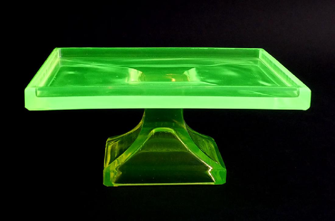 Clarks Gum Vintage Advertising Vaseline Glass Tray: Vintage Clark's Teaberry gum advertising Vaseline glass footed tray. Embossed “Clark’s Teaberry Gum” on all four sides. Measures about 7” x 5” x 3”.