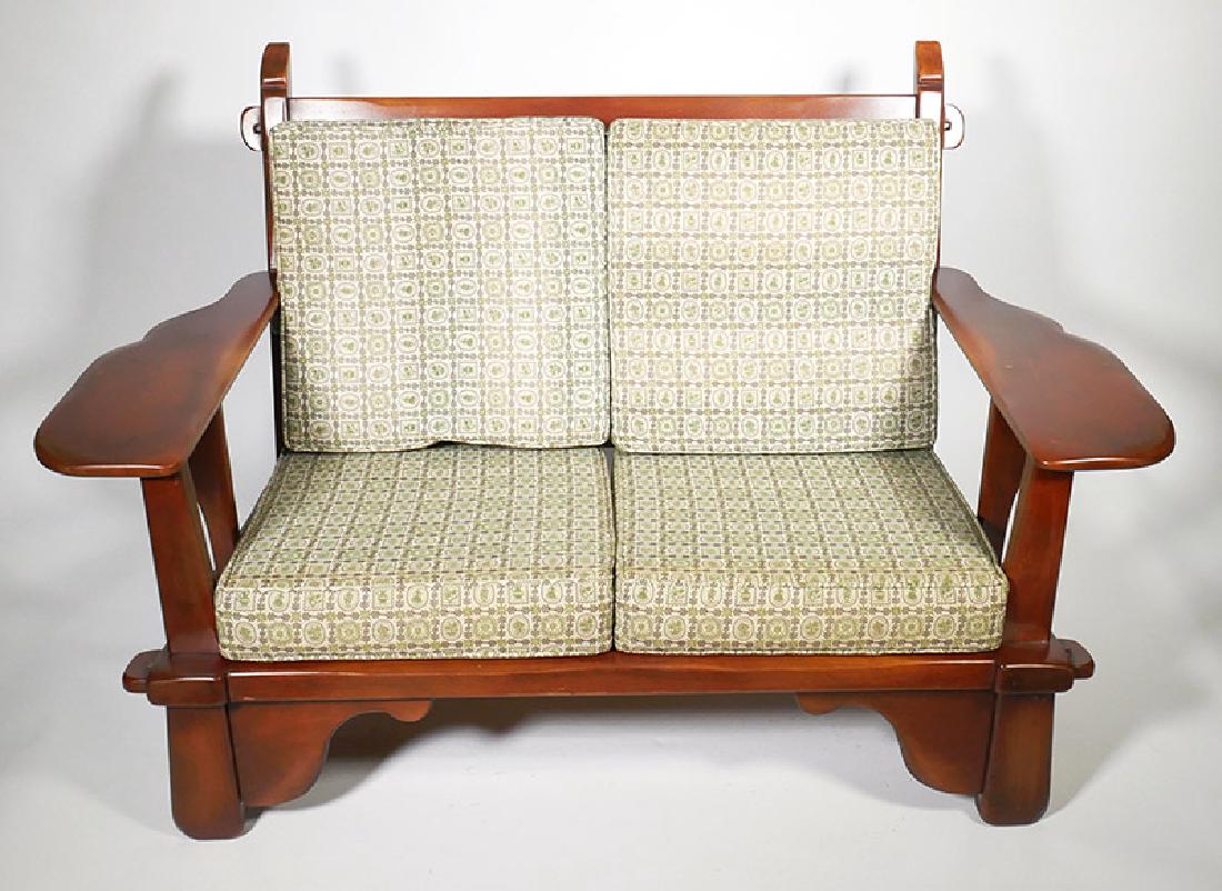 Vintage Cushman Maple Paddle Arm Settee Loveseat