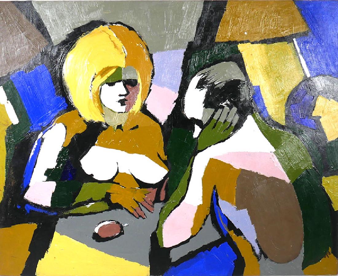 Alfred McNamara Painting Nude Woman and Man: Oil on masonite by McNamara (American, 1911-1994). Measures 24" x 30". Signed lower right.