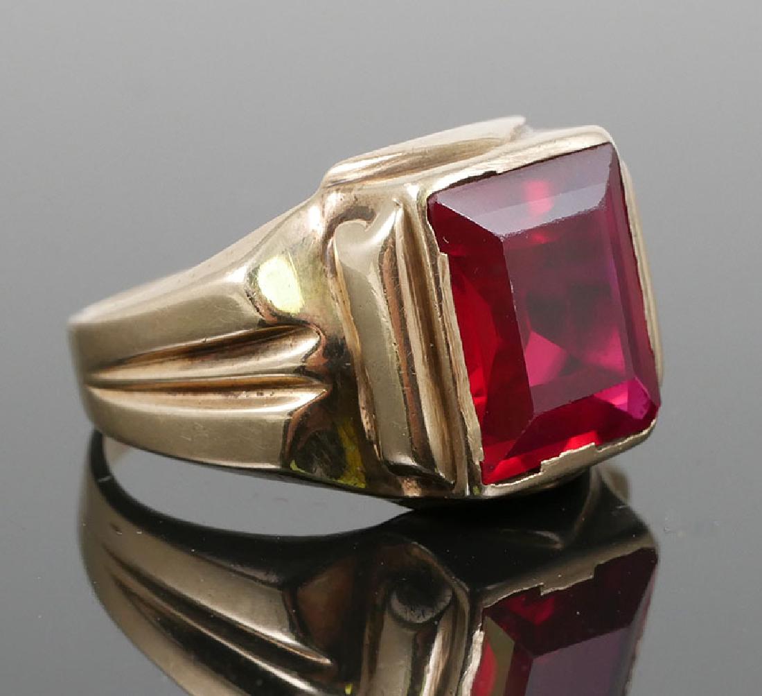 Vintage 10K Yellow Gold Men's Ruby Ring
