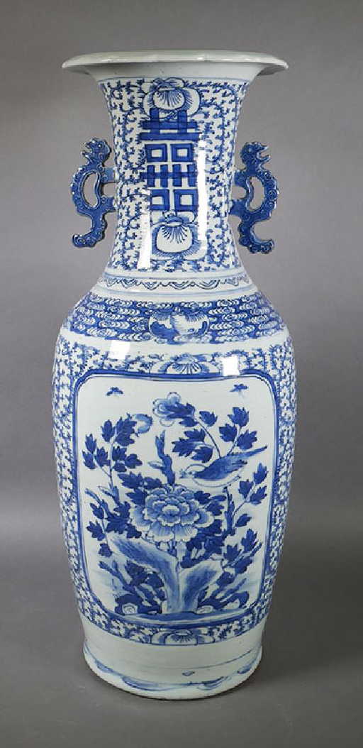Antique Chinese Export Blue White Floor Vase
