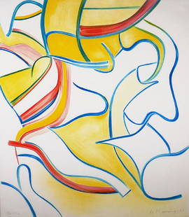 Willem De Kooning Untitled #2, Quatre Lithographies: Lithograph printed in 1986 by abstract expressionist, Willem de Kooning (Dutch-American, 1904-1997). Signed and dated in pencil LL/LR, numbered 44/100, published by Editions de la Différence, Paris