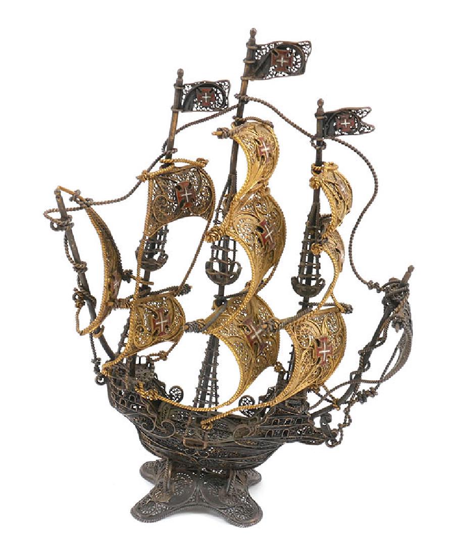 1938 Portuguese Silver Filigree Ship (1 of 5)