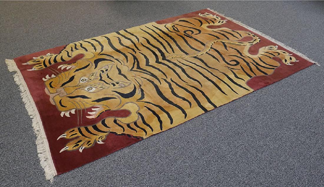 Vintage Tibetan Tiger Handwoven 6x9 Rug (1 of 8)