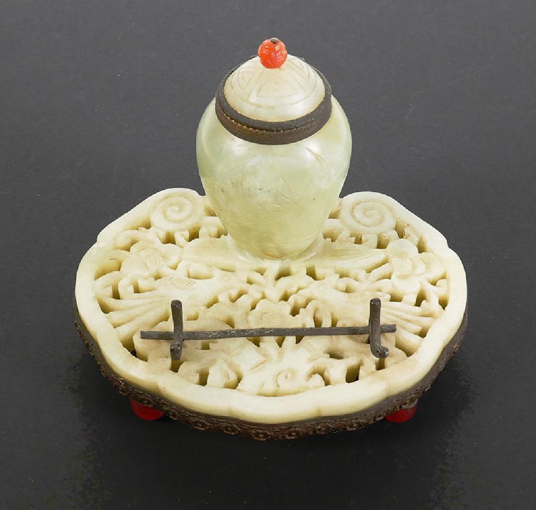 Chinese Carved Soapstone Openwork Inkwell Stand (1 of 5)