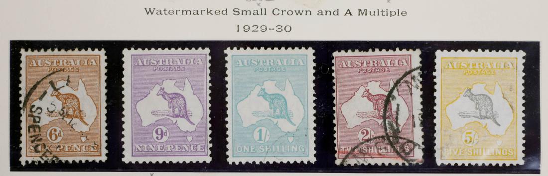 AUSTRALIA, 1929-30, 6p-5sh, #96-100: #97 unused. 2018 SCV $290