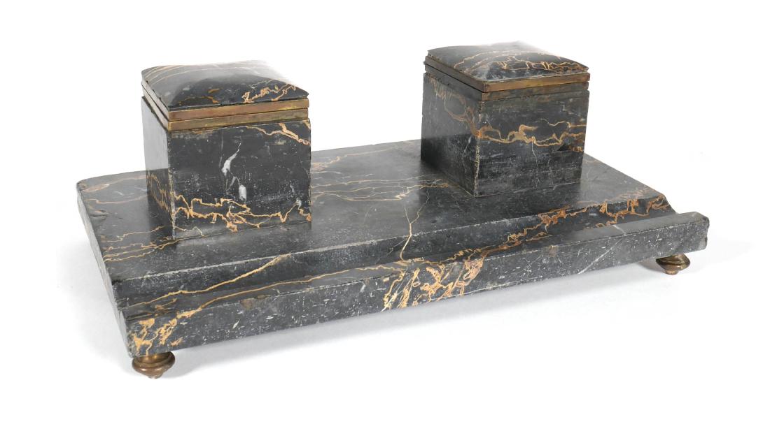 Antique Art Nouveau Marble Bronze P Rigual Inkwell Desk Signed Bust La Ff Antiques