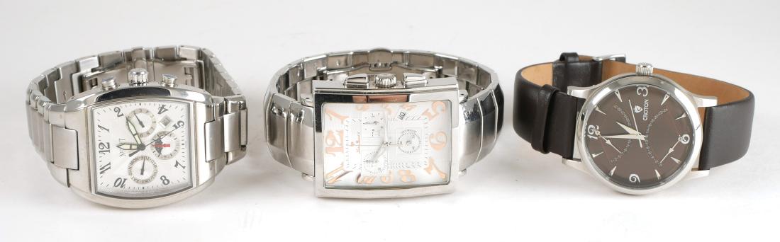 3 Mens Estate Wristwatches: Includes Lucien Piccard, Croton and self-winding Nicolet.