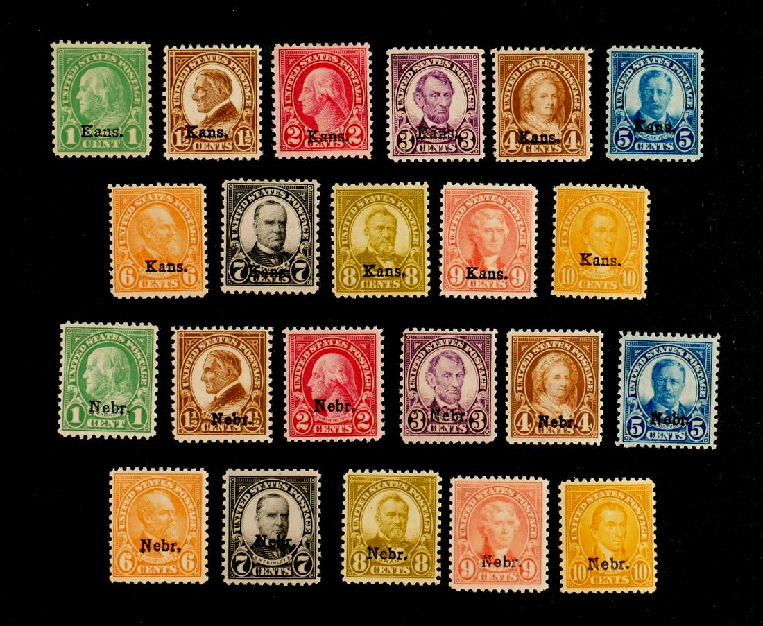 Kansas Nebraska Overprint Mint Stamps Set
