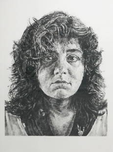 CHUCK CLOSE, Gravure "Marta/Fingerprint": Chuck Close (American, b.1940). Direct gravure entitled "Marta/Fingerprint". Signed in pencil lower right, dated 1986. Titled lower center. Numbered 39/45 lower left. published by Graphicstudio, Unive