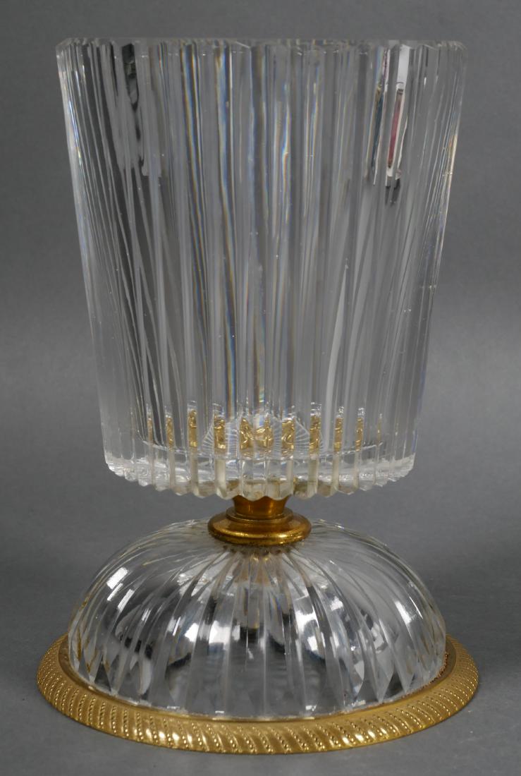 Baccarat Style Art Glass Ormolu Vessel: Measures about 8-1/8" high.