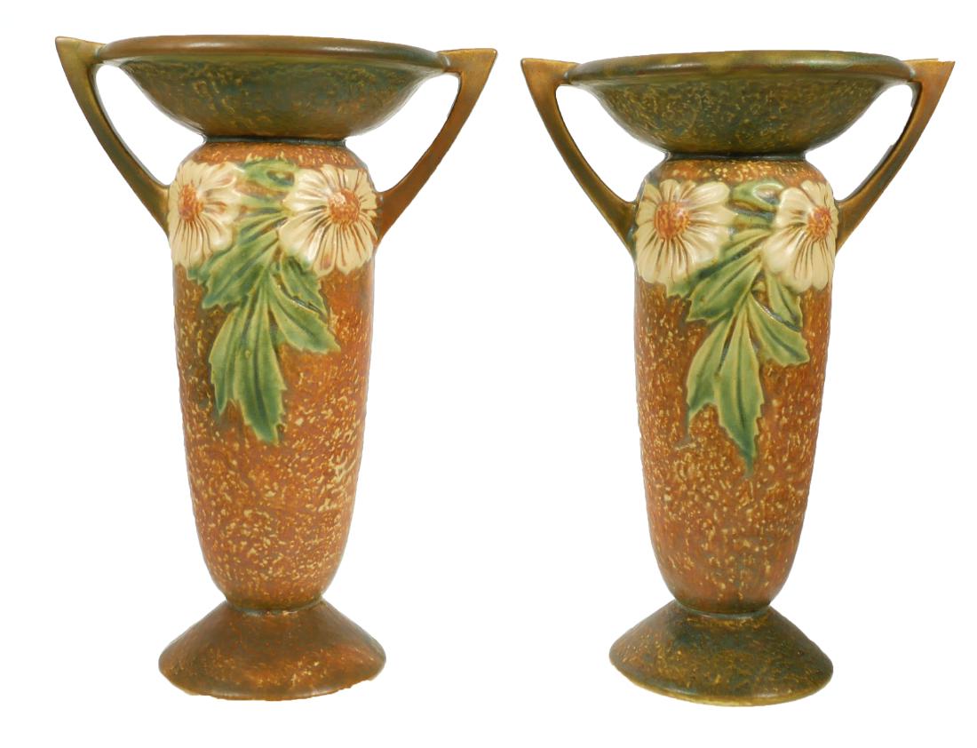 Pair of Roseville Dahlrose Vases