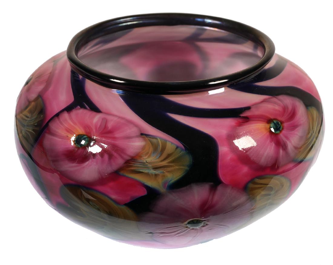 DANIEL LOTTON 1994 Floral Bowl Vase: Signed Daniel Lotton 1994. Measures 4-3/4" high and 7-1/2" wide. Fine condition, with no damage.