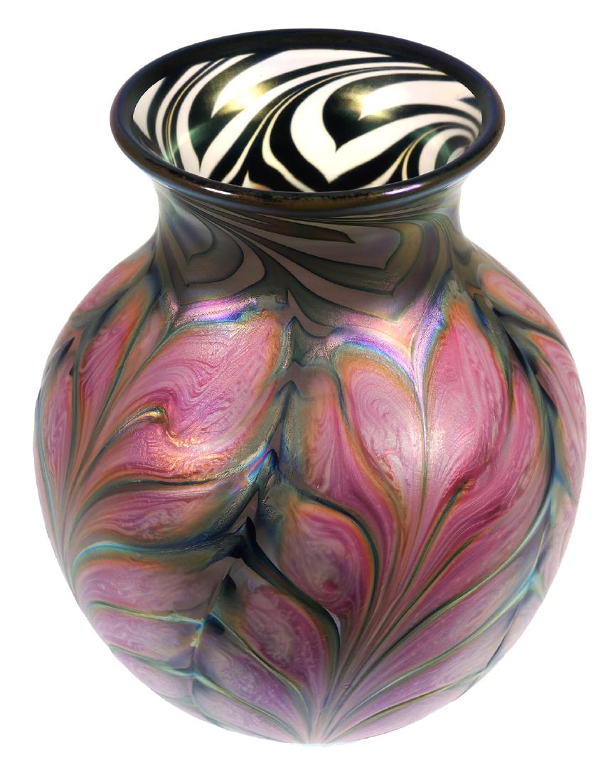DANIEL LOTTON Iridescent Art Glass Vase: Signed Daniel Lotton 2002. Measures 7-3/4" high. Fine condition, with no damage.