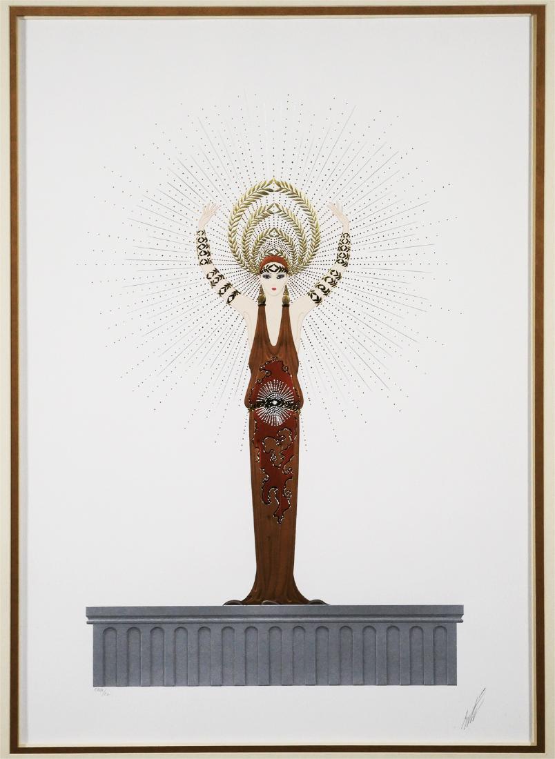 ERTE "DIANA" Serigraph, Signed and Numbered: Romain de Tirtoff (Russian, 1892-1990), titled "Diana." From the Myths suite. Pencil signed lower right. Numbered 130 of 400. Measures 30-1/2" x 21-1/2" visible, professionally matted in 45" x 36" fra