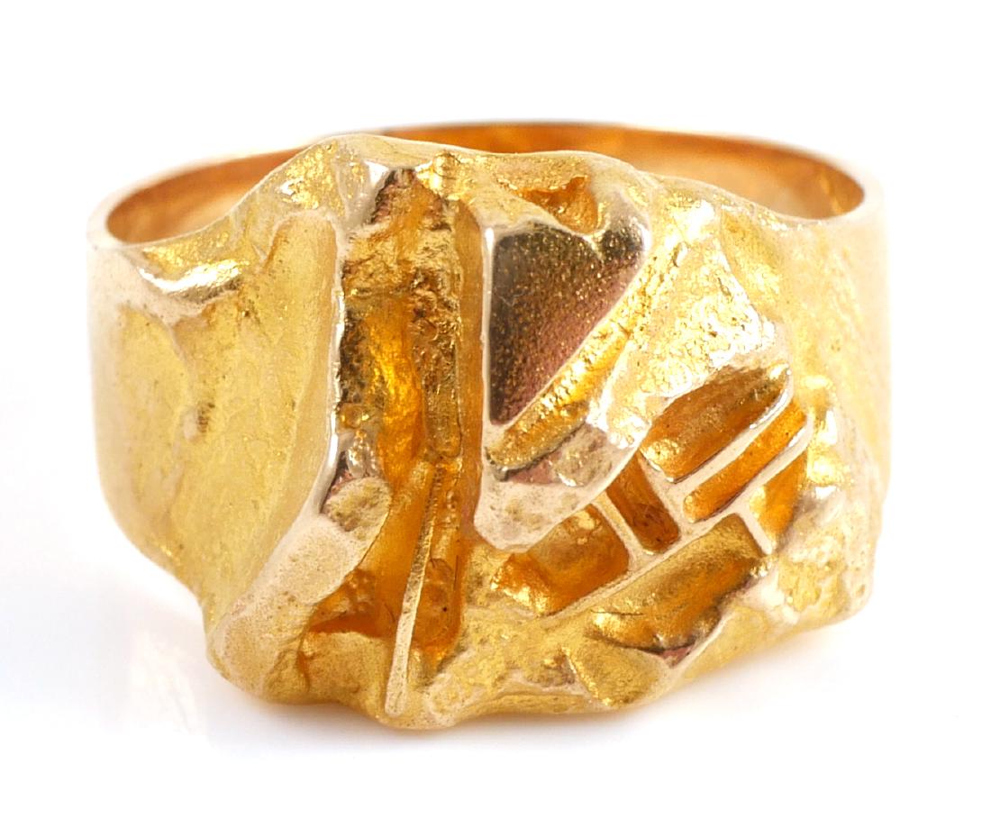 LAPPONIA 14k Gold BjÃ¶rn WeckstrÃ¶m Ring: Scandinavian (Finnish) ring with date mark of 1977, signed Lapponia -- designed by iconic designer Bjorn Weckstrom. Size 10. Weighs 7.8 grams.