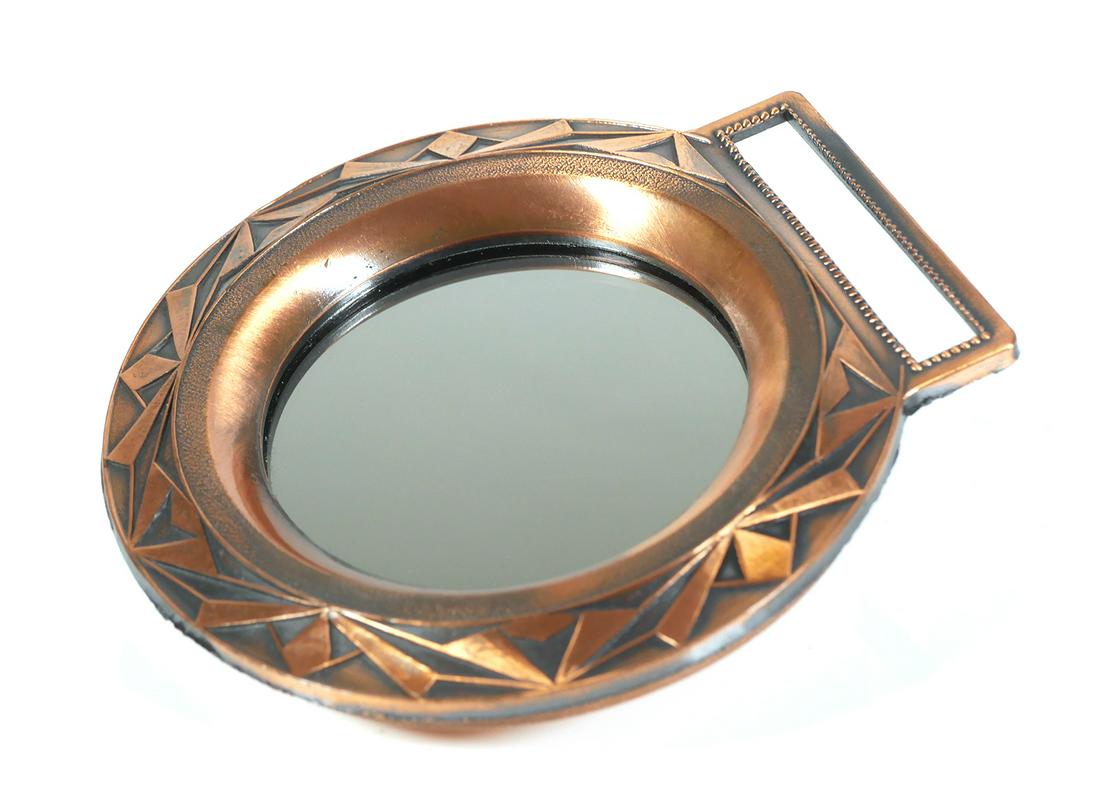 1930 Art Deco Door Peep Hole Speakeasy: Original two-way mirror peephole for a door, with slot for nameplate above outside flange. Patented in 1930. Measures 3-1/2" wide. Superb condition. Measures 3/4" high.