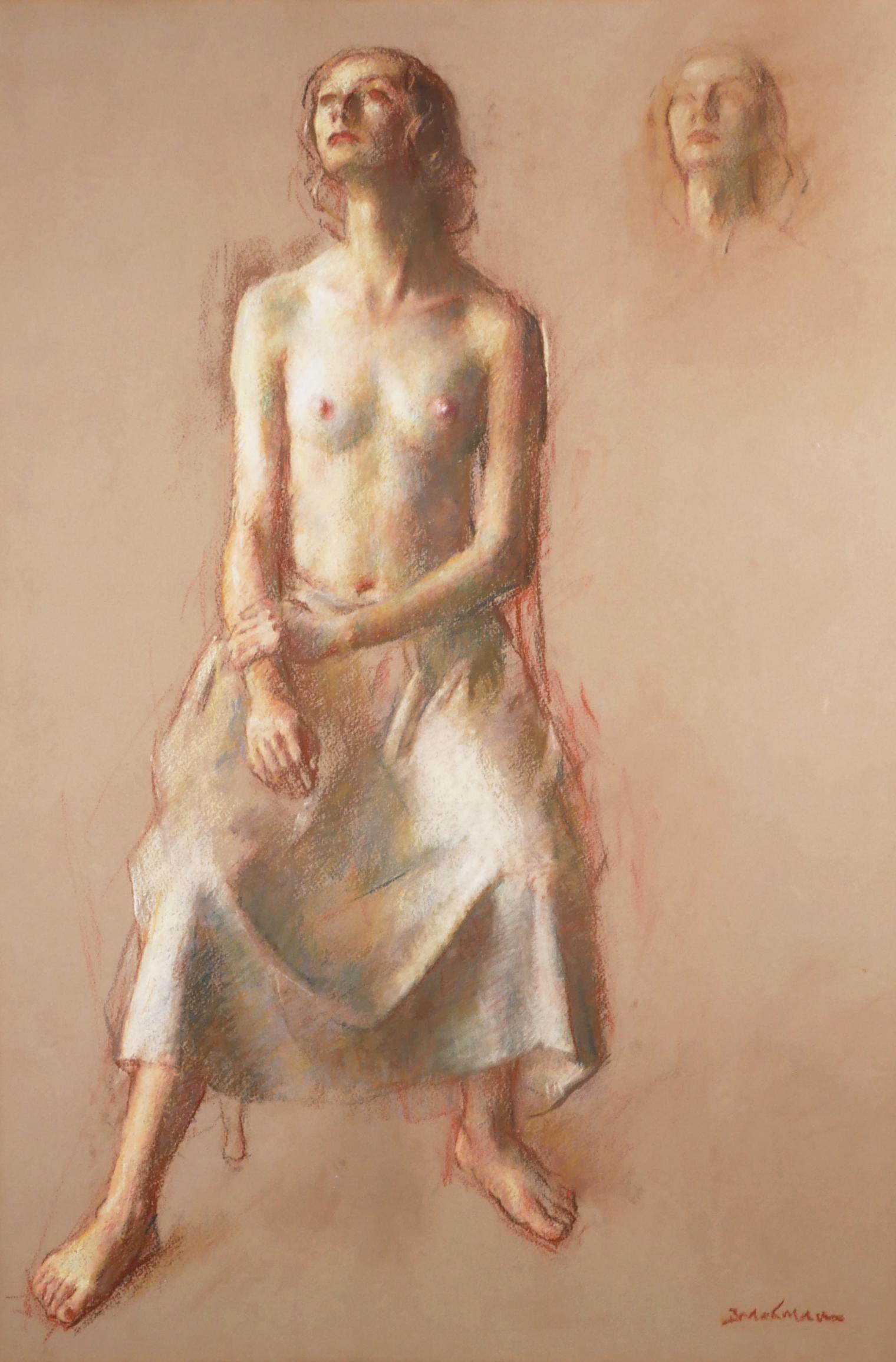 ROBERT BRACKMAN, Pastel Figure Study: Nude pastel figural drawing on paper by Robert Brackman (American, 20th century). Excellent condition and nicely framed. Image size measures 16 5/8" wide x 23 3/4" high. Framed to 31 1/4" x 39 1/8".