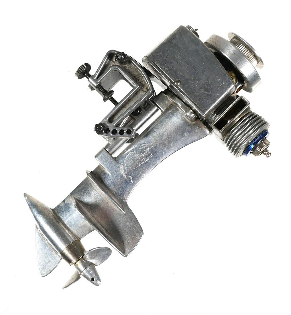 Miniature K&B Allyn Sea Fury Outboard Boat Motor: Very nice condition vintage model boat motor. Prop spins. Measures 5 1/2" long x 3 1/2" deep.
