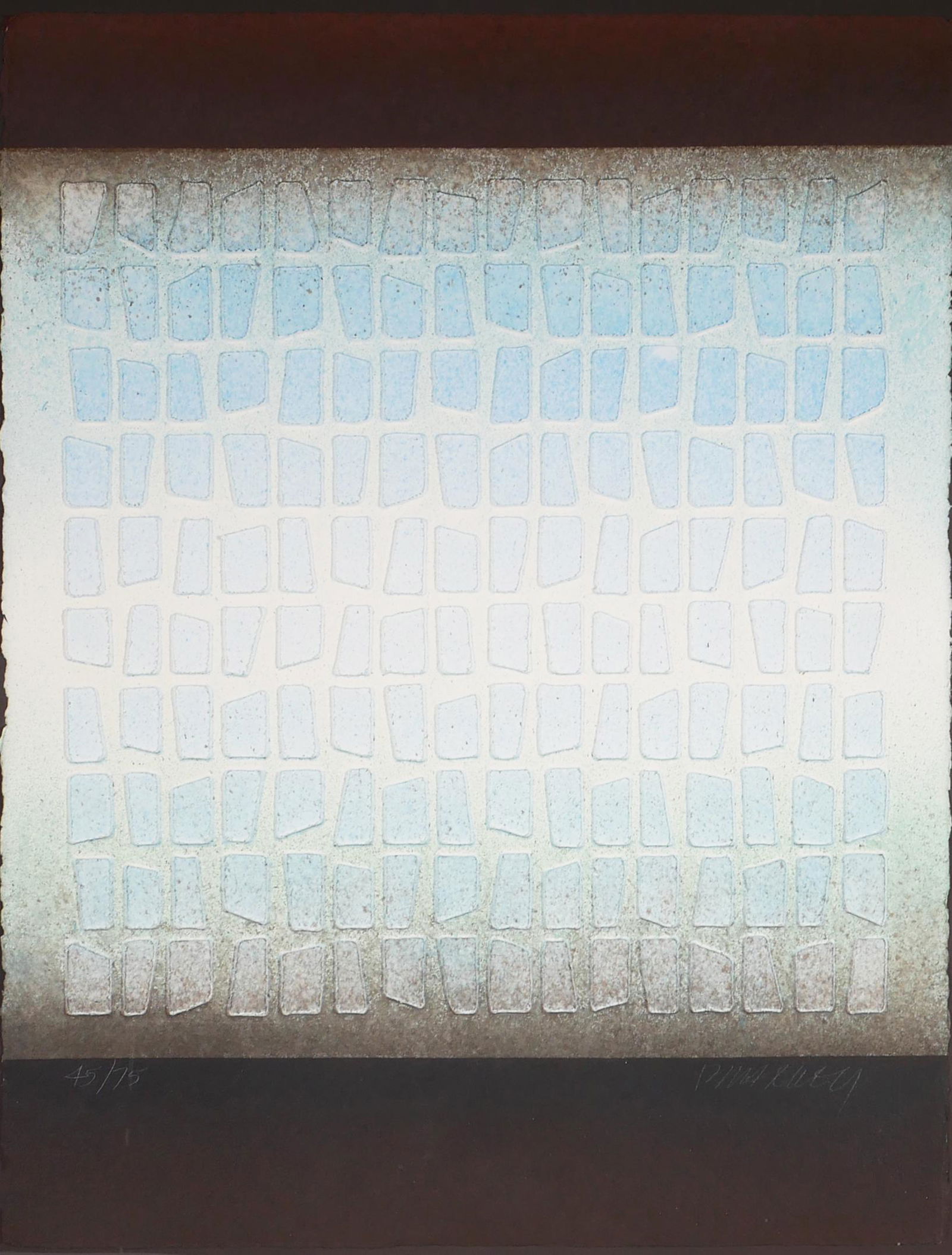 PAUL MAXWELL, Paper Stencil Abstract Print: Embellished paper stencil print by Paul Maxwell (American, 1925-2015). Signed in pencil within the image and limited (45/75) at lower left. Excellent condition. Image size measures 22 3/4" x 29 3/4".