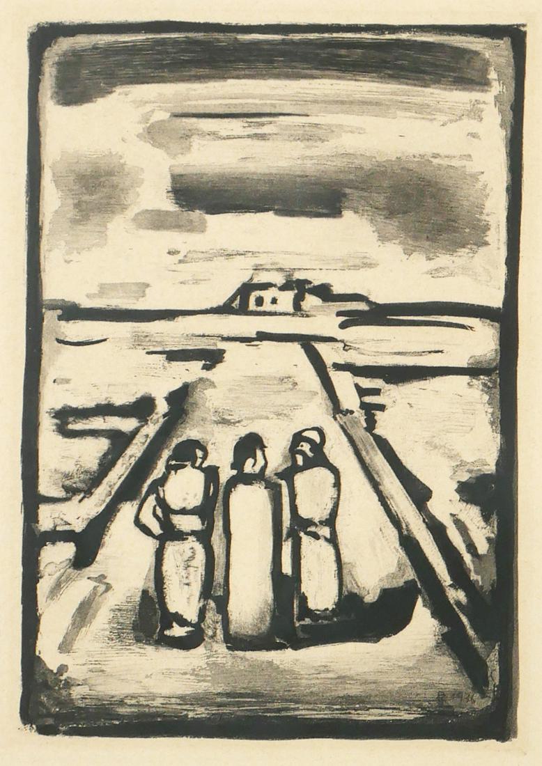 GEORGES ROUAULT "Les Disciples" Etching: Rouault, Georges (French, 1871-1958). "Les Disciples" from Passion, circa 1939. Etching and aquatint. Published by Vollard. Initialed and dated in the plate. Plate size is 12" x 8 1/2". Excellent cond