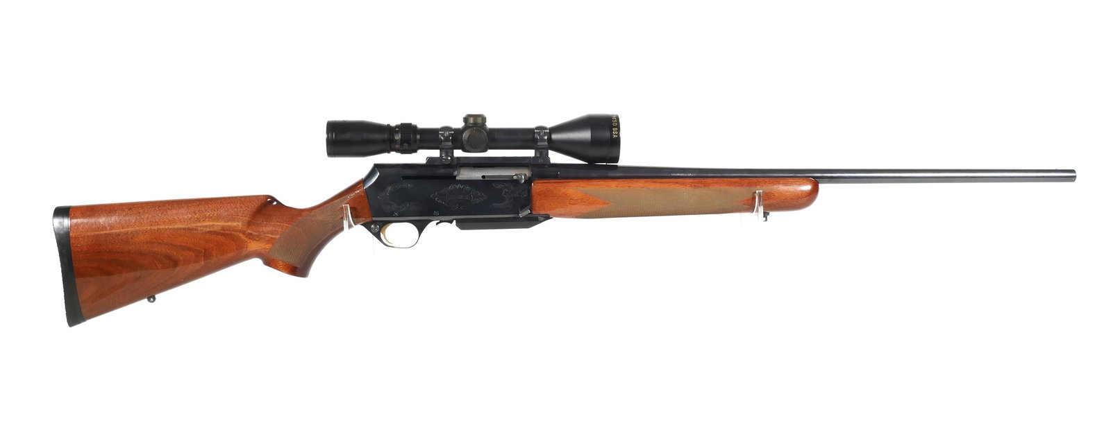 BROWNING BAR Mark II Safari 300 Win Mag Rifle: Browning Bar Mark II Safari .300 Win Mag rifle with BSA PT 3-9x50 scope. Barrel measures 24 3/4". Serial #107NV41757, made in 1995. Finish & stock has light wear/small scratches. Bore is clean with no