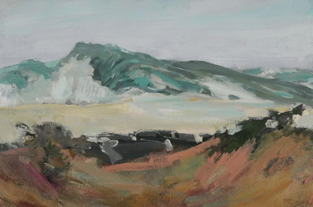 Jay Connaway, Oil on Panel, Maine Coast: Painting by Jay Hall Connaway (American, 1893-1970) of Maine coastline. Painting is in good condition, Unsigned. Panel measures 24" x 36" in a 32 1/2 x 44 1/2 frame. Provenance: From the estate