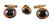 Pair 14K Gold & Almandite Cufflinks with Tie Tack
