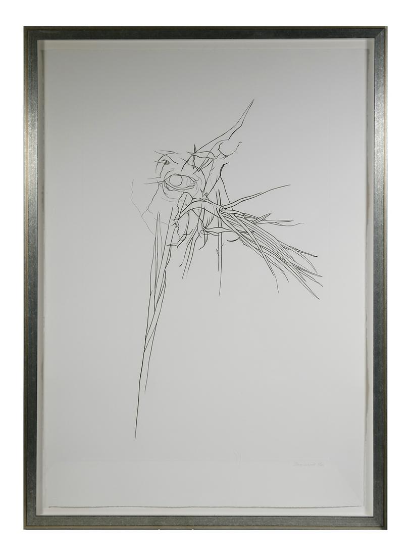 THEO WUJCIK, Etching, Graphicstudio: Large etching by Theo Wujcik (American, 1936-2014). Graphic studio blind stamp. Signed and limited in pencil at lower margin. Titled "Paradiso." Sheet measures 30 1/4" X 44". Overall framed size is 46