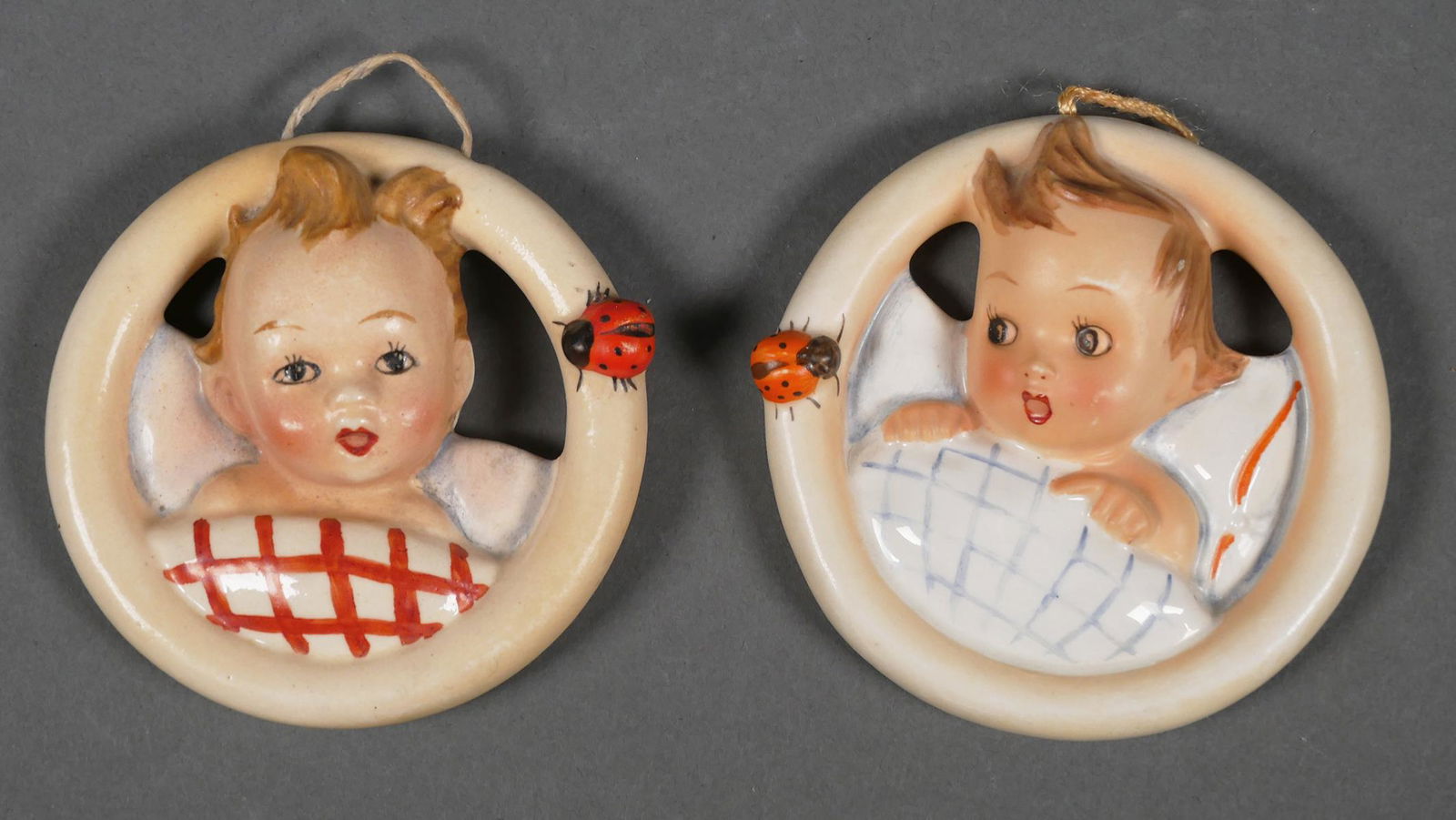 Two Hummel CHILD IN BED 137 TMK1 Wall Plaque (1 of 2)