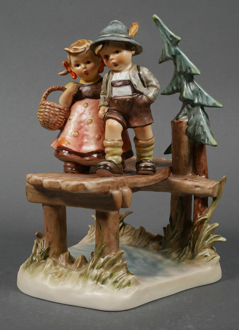 Large Hummel ON OUR WAY 472 TMK7: Large Hummel, On Our Way. 1992 Century Collection No. 7, made only one year 20th Century. Signed by Annette Renner, master Painter. Hummel measures approx. 8 1/4" tall, TMK-7, Hum 472. No cracks, chip