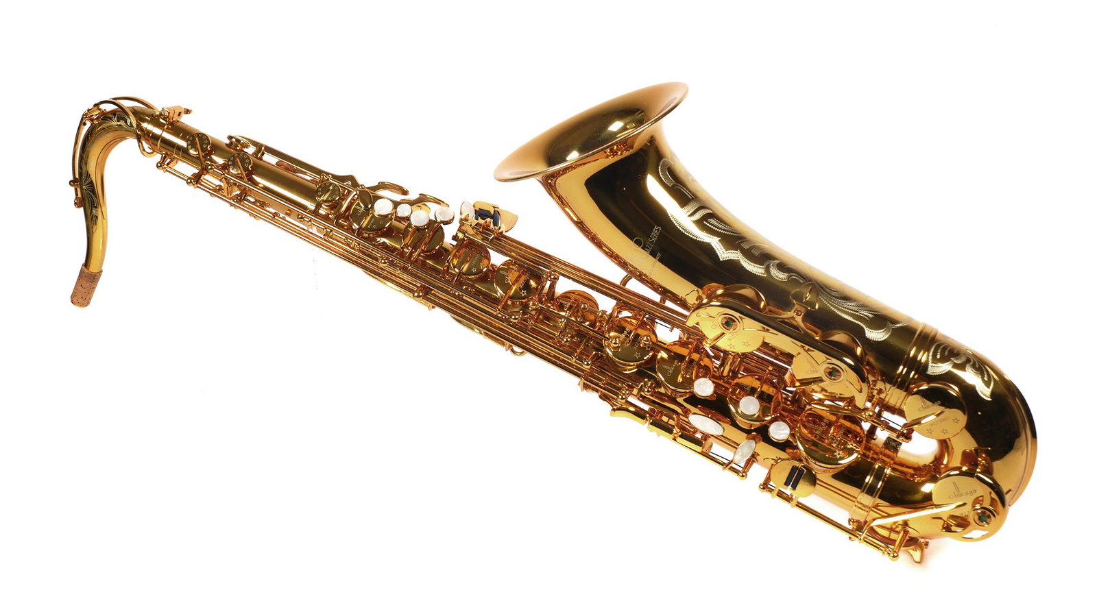 B&S German Chicago Jazz Series Saxophone: B and S Chicago Jazz Series gold lacquer tenor saxophone. Serial #15539, made in Germany. Excellent condition with light wear to finish. No sticking keys. Padded case, B&S mouthpiece and strap are inc