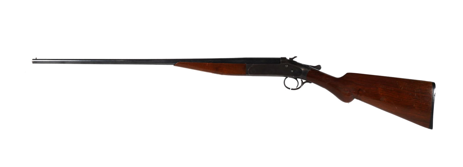 Firearm: Iver Johnson 410 ga Shotgun Single Shot: Iver Johnson Arms & Cycle Works single shot .410 gauge shotgun. Approx. 26" barrel with clean bore. 14 1/8" LOP. Overall length 42". Serial #24832 (no letters). Age appropriate wear to finish, stock a
