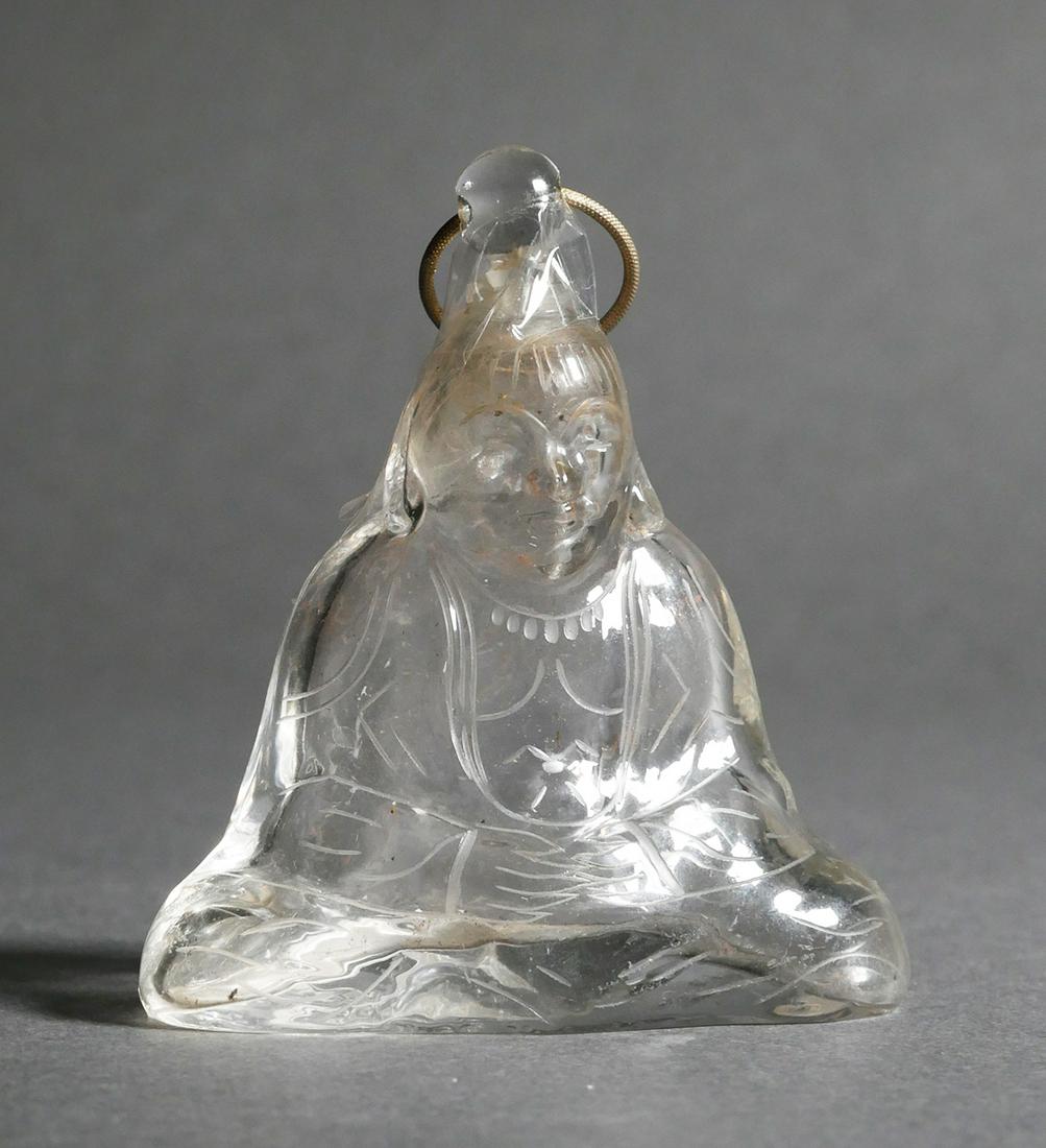 Baccarat Houbigant Buddha Perfume Bottle: Baccarat Houbigant Buddha crystal perfume bottle, flacon shaped like a buddha with gold ring on round stopper, measures 3 3/8” (h) x 3 x 1 ½ (w), parfum, French art glass.