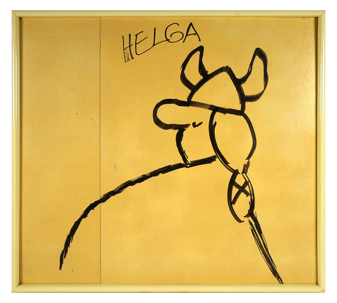 DIK BROWNE Helga [Hagar] Original Sketch: Original drawing of the wife of Hagar the Horrible, Helga, by the comic strip character's creator, Dik Browne (American, 1917-1989). Obtained at a Sarasota, Fla., charity event to which this piece was