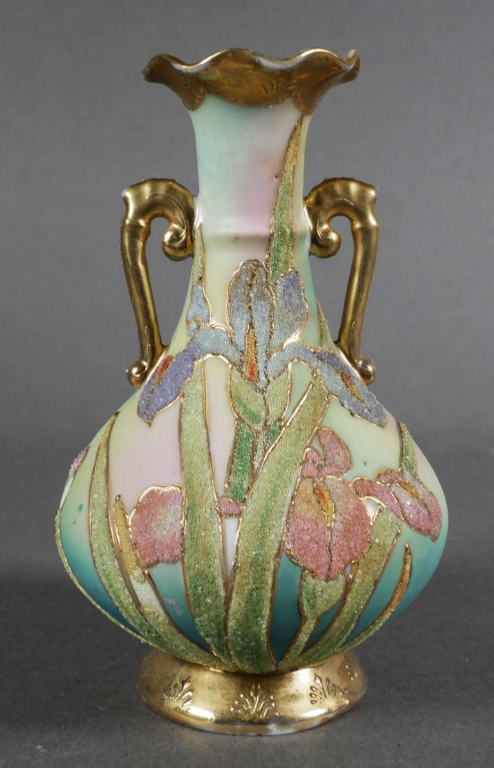 NIPPON CORALENE ART NOUVEAU VASE: Art Nouveau styled Japanese vase, dated 1909. Measures 6" high. This item can be shipped in-house.