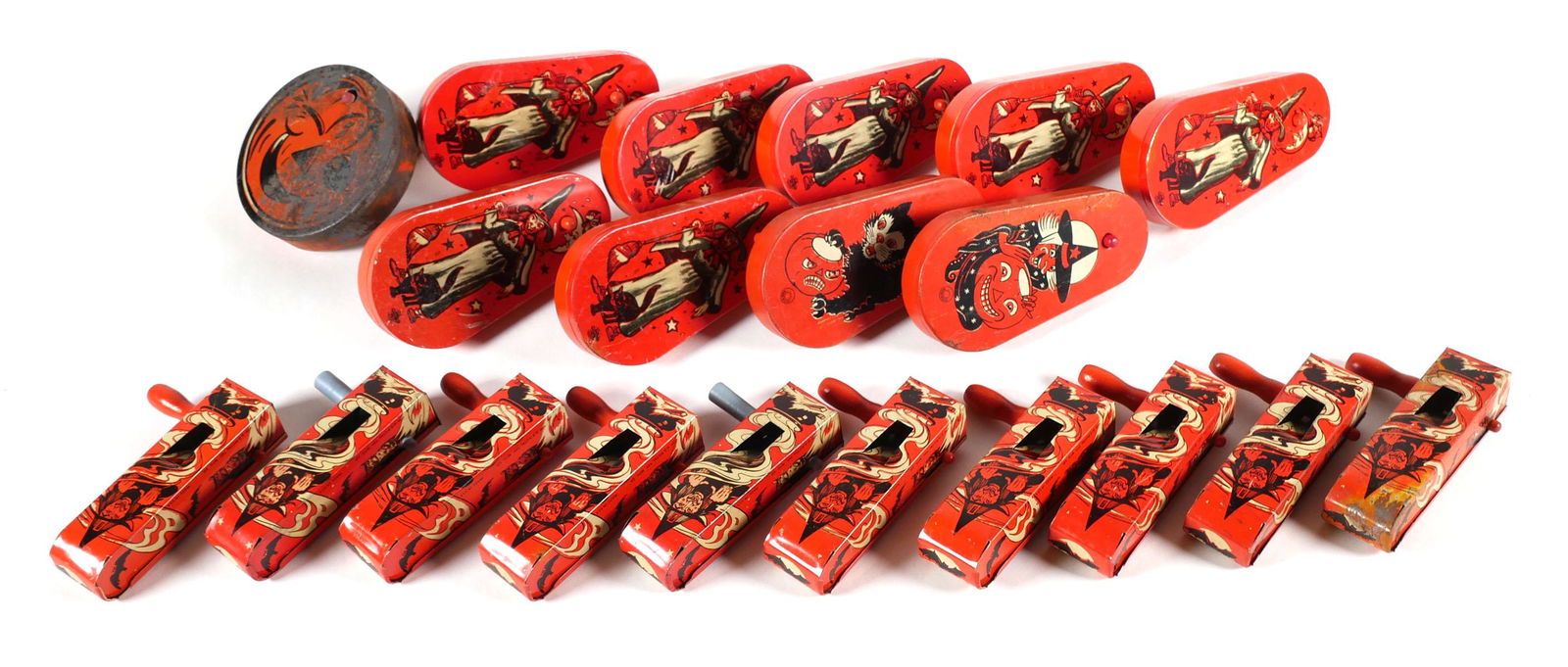 Vintage Tin Litho Halloween Horn Noise Makers (1 of 4)
