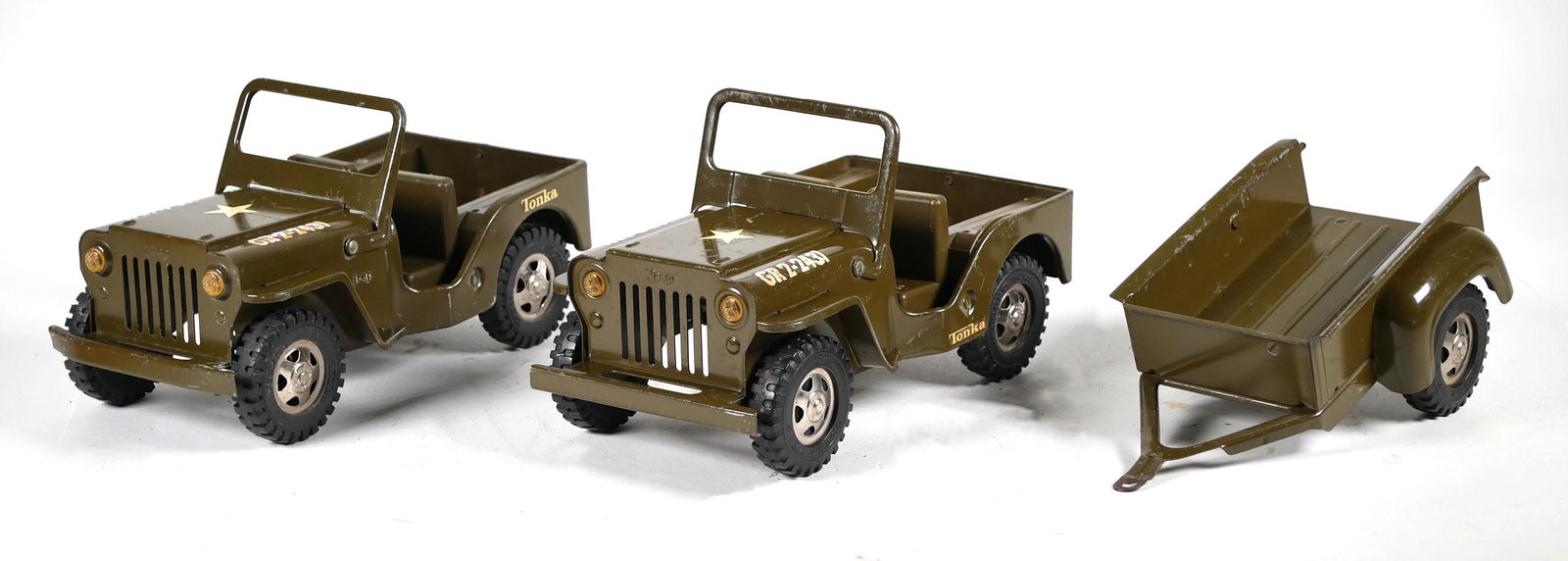 Vintage Tonka Army Jeeps With Trailer
