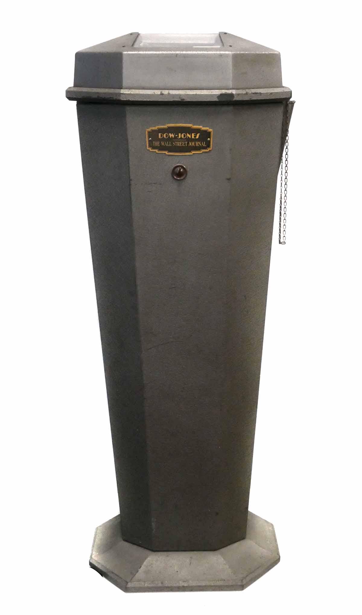 Vintage Dow Jones Stock Ticker Tape Machine: Vintage Dow Jones Wall Street Journal stock ticker tape machine, circa 1940s, numbered 2010, measures 49 1/4 x 19 x 13 inches. The machine would have been used to communicate telegrams, stock quotes a