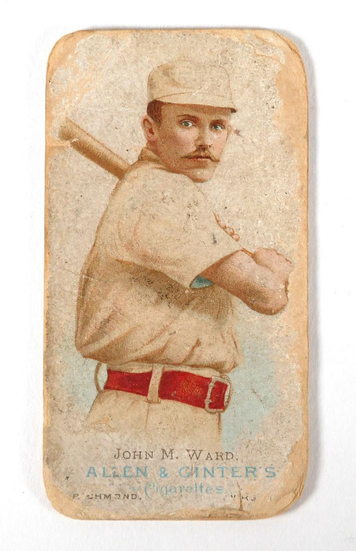 1887 Allen & Ginter JOHN WARD Baseball Card: John Ward early baseball tobacco card. 1887 N28 World Champions set. Ward began as a player with the National League Providence Grays team in 1878, in 1888 he was the second pitcher in big league hist